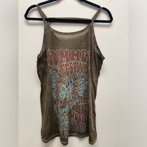 4 for $25 🧁 Maurices Brown Summer Festival Graphic Top/Shirt Size 0x